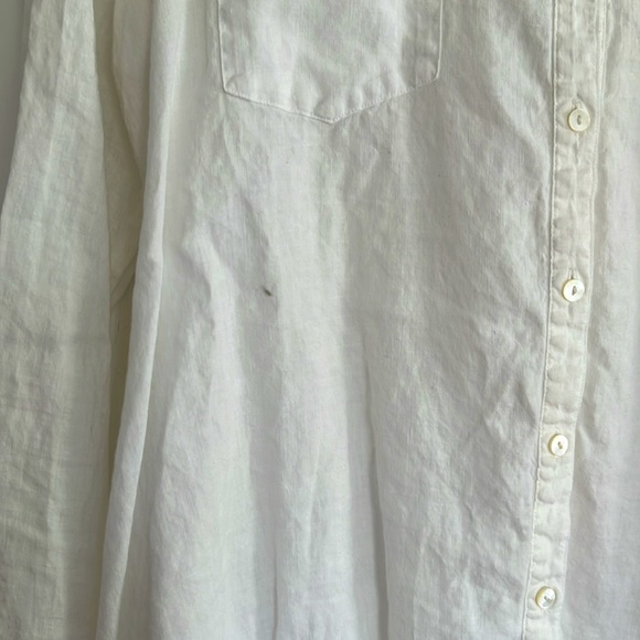 Eileen Fisher Organic Irish Linen Mandarin Collar Shirt White Size M - Picture 3 of 4